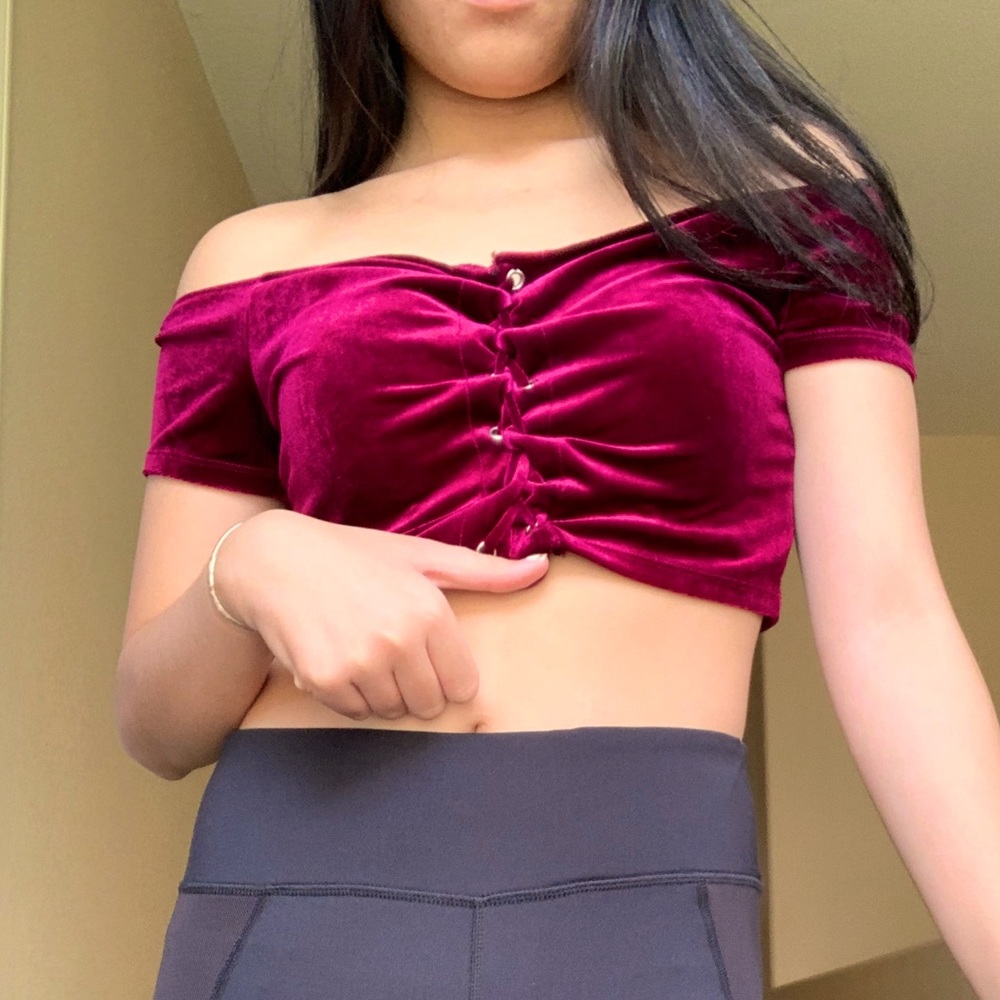 Cropped velvet blouse